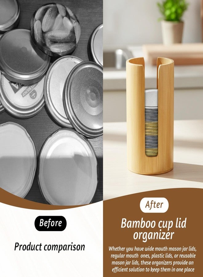 SHENLIU 2 Pack Mason Jar Lid Organizer, Wooden Vertical Storage Holder Suitable for Mason/Canning/Bamboo Lids(WIDE/REGULAR), Fit Perfectly, Stackable Steady - Image 5